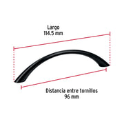 Jaladera de 96mm, línea Arco, negro, HERMEX