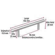 Jaladera de acero, 96mm, línea Cilindro, níquel, HERMEX