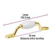 Jaladera metálica de 76 mm latón brillante, inserto cerámico