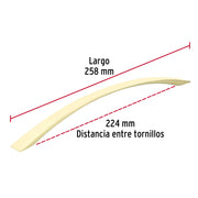 Jaladera de 224mm, línea Moderna, latón brillante, HERMEX
