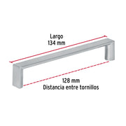 Jaladera de 128mm, línea Andamio, níquel, HERMEX
