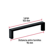 Jaladera de 96mm, línea Andamio, negro, HERMEX