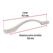 Jaladera de 128mm, línea Segovia, níquel, HERMEX