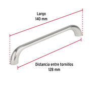 Jaladera de 128mm, línea Cádiz, níquel, HERMEX
