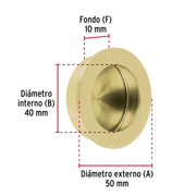Jaladera de embutir circular No. 4 acabado latón brillante