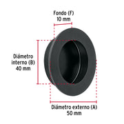 Jaladera de embutir circular No. 4 acabado negro