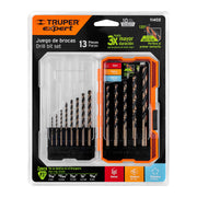 Juego de 13 brocas HSS para metal en estuche, TRUPER EXPERT