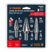 Juego de 3 brocas escalonadas de óxido negro, TRUPER