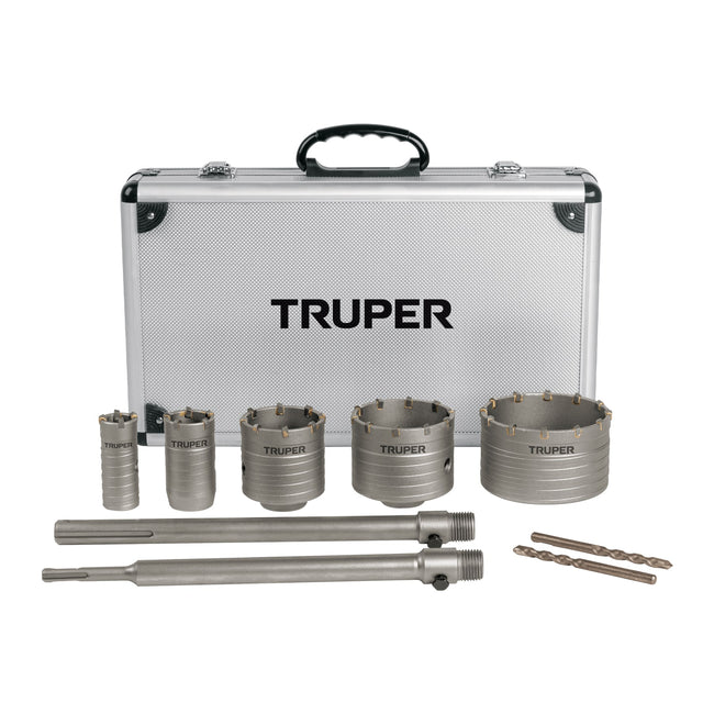 Juego de 9 brocasierras para concreto SDS Plus y MAX, TRUPER