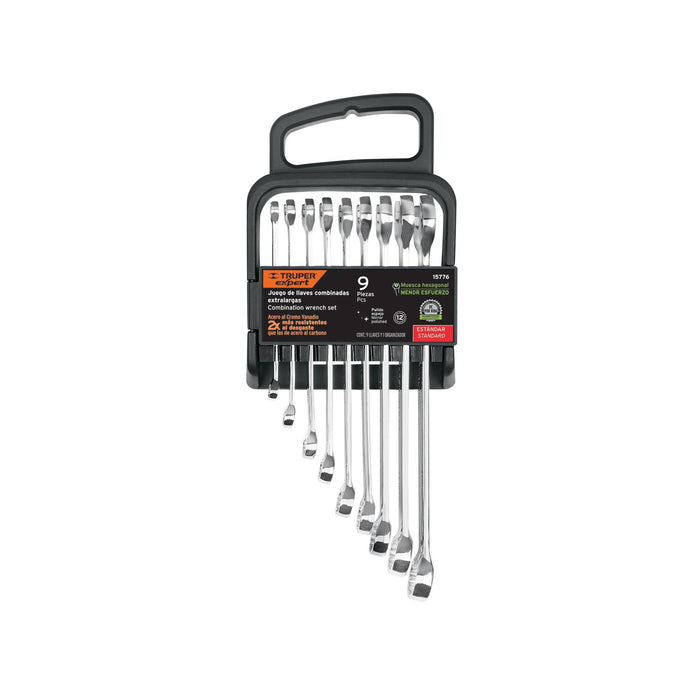 Juego de 9 llaves combinadas extralargas pulidas std, EXPERT