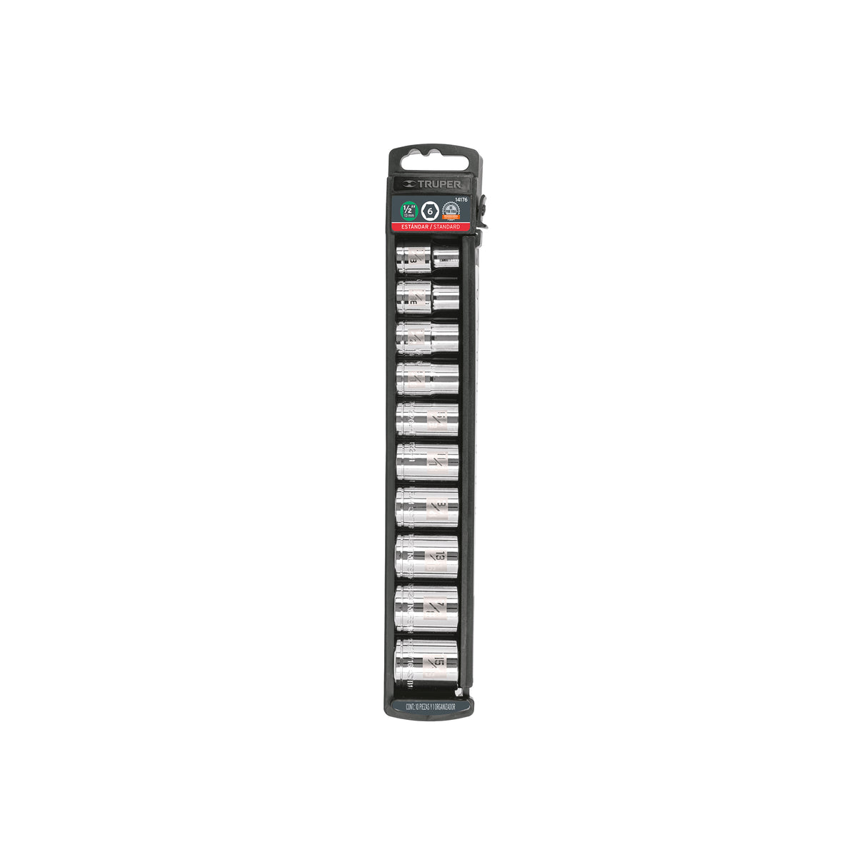 Juego de 10 dados cuadro 1/2' std, TRUPER