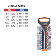 Juego de dados mm y std con matraca, cuadro 1/2', TRUPER