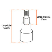 Juego de 7 dados cuadro 1/2' punta corta bristol, en estuche