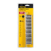 Juego de 8 dados cuadro 1/2' std, PRETUL
