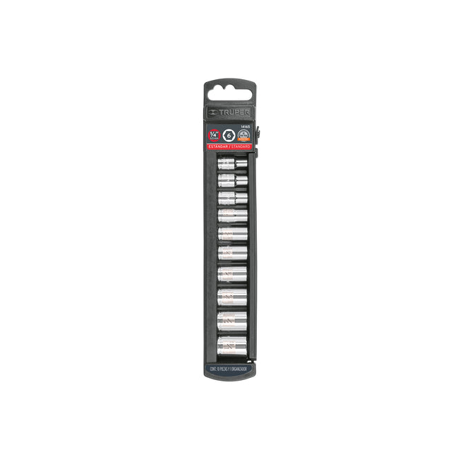 Juego de 10 dados cuadro 1/4' std, TRUPER