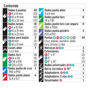 Juego de 172 herramientas 1/4', 3/8' y 1/2' mm p/mecánico