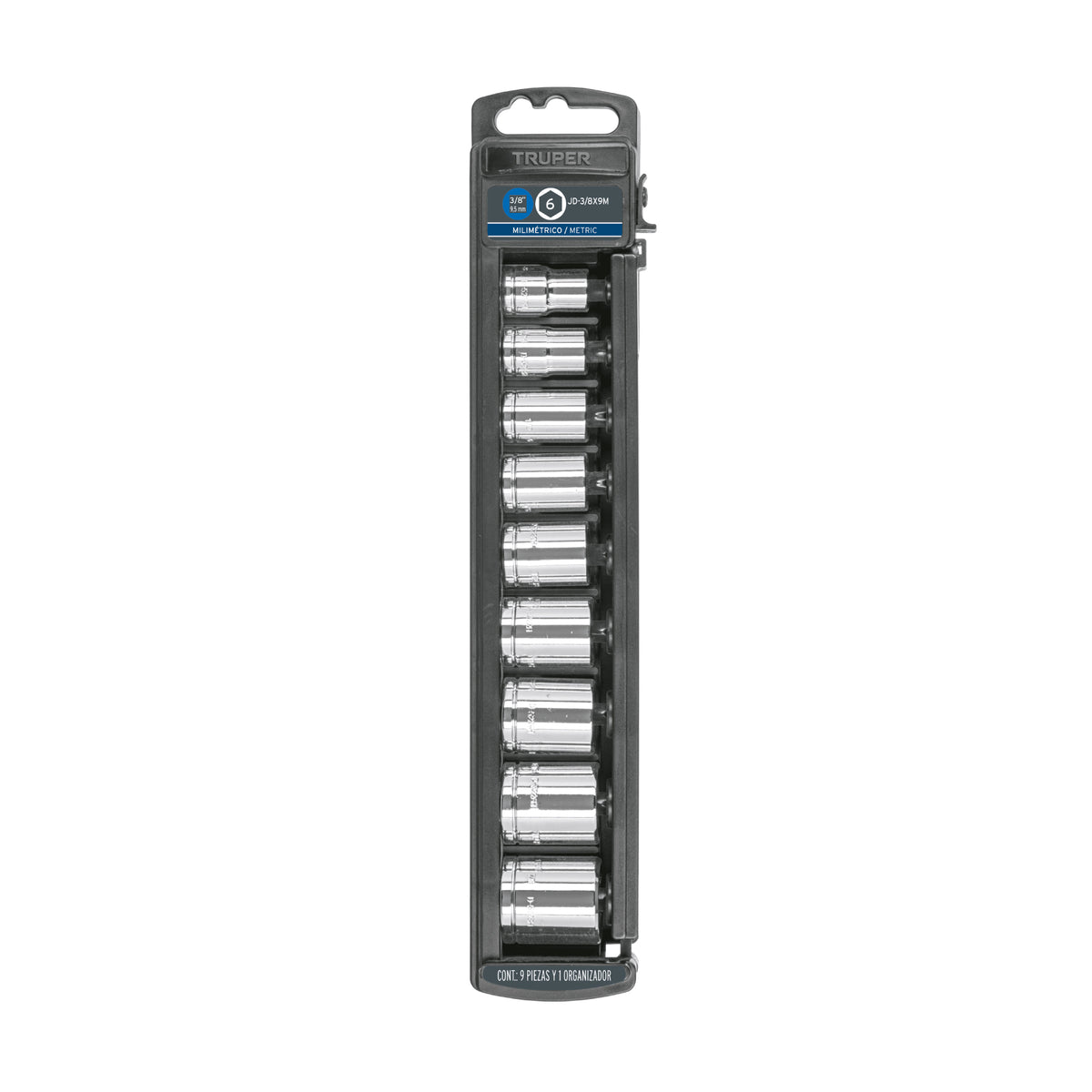 Juego de 9 dados cuadro 3/8' mm, TRUPER