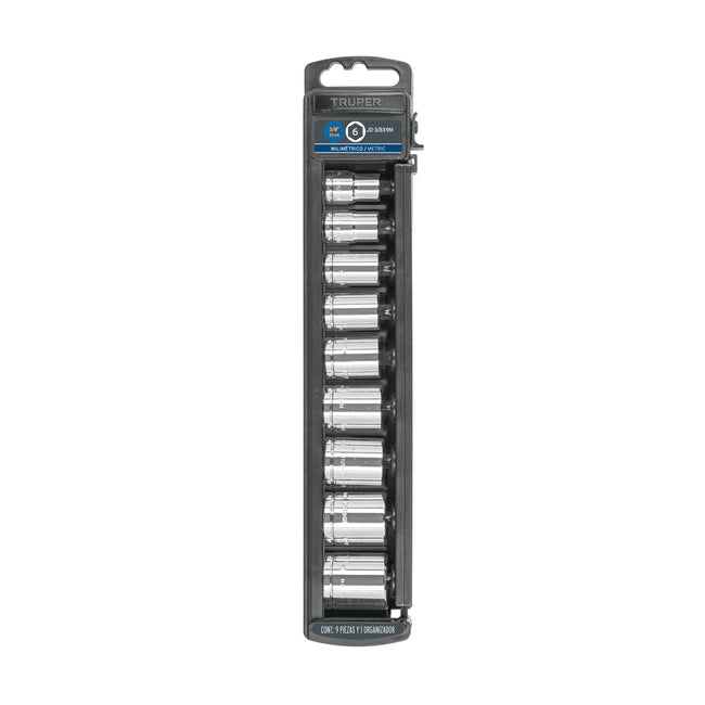 Juego de 9 dados cuadro 3/8' mm, TRUPER