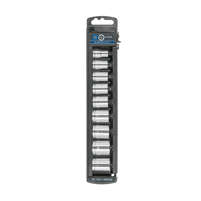 Juego de 9 dados cuadro 3/8' mm, TRUPER