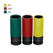 Juego 3 dados largos 1/2' impacto protección plástica 6p std