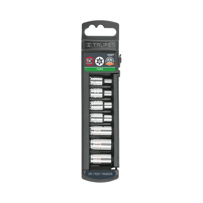 Juego de 7 dados torx cuadro 1/4', TRUPER