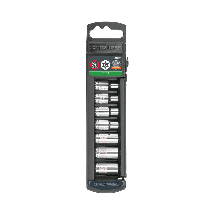 Juego de 7 dados torx cuadro 1/4', TRUPER