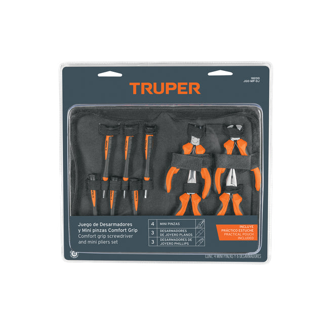 Juego 6 desarmadores de joyero y 4 mini pinzas Comfort Grip