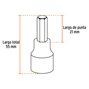 Juego de 7 dados cuadro 1/2' punta hex std, estuche metálico