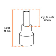 Juego de 7 dados cuadro 3/8' punta hexagonal mm, TRUPER
