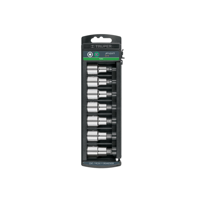 Juego de 7 dados cuadro 1/2' punta torx, TRUPER