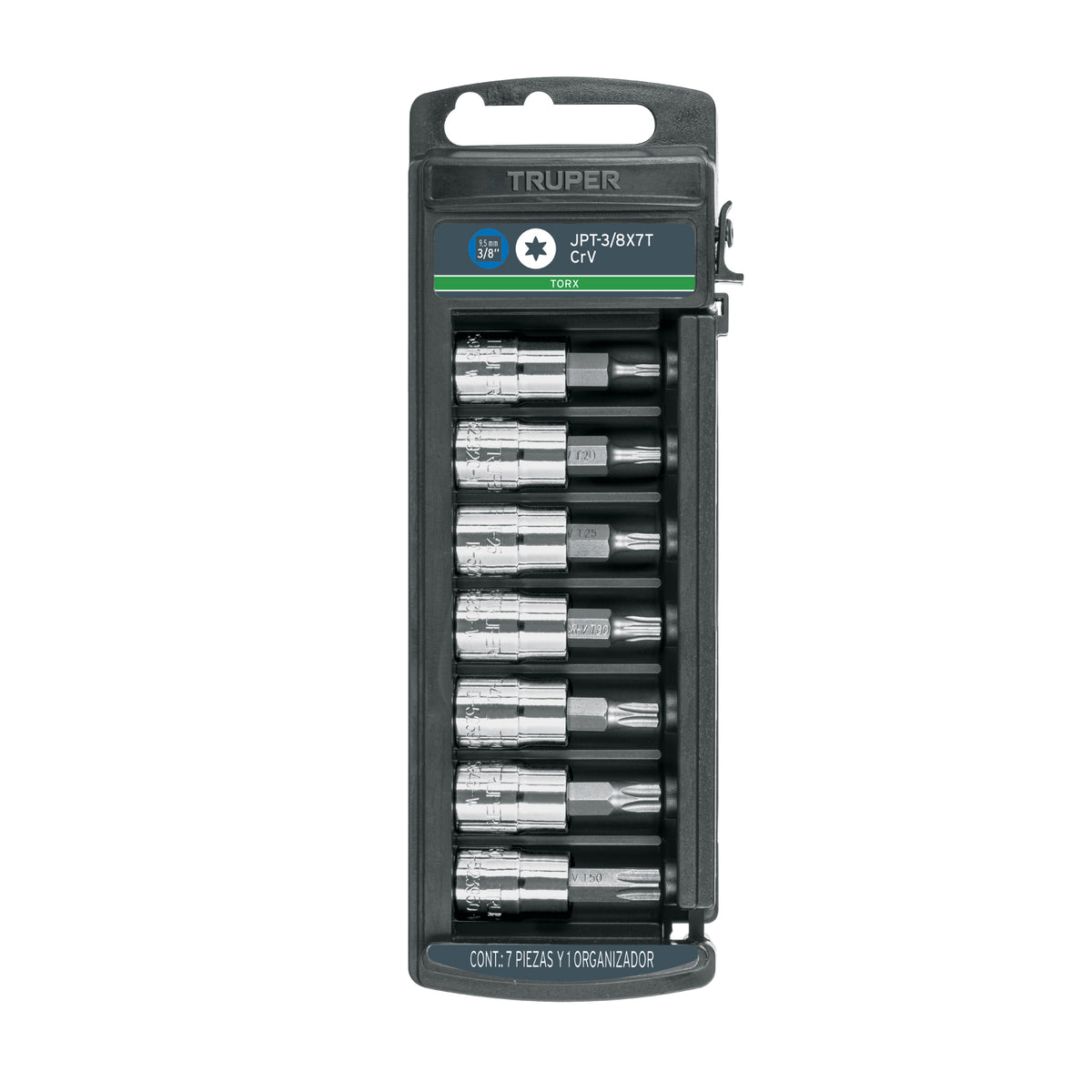 Juego de 7 dados cuadro 3/8' punta torx, TRUPER