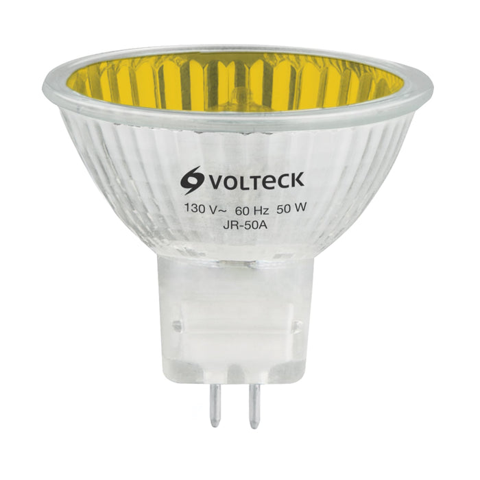 Lámpara de halógeno amarillo 50 W tipo MR16 en caja, VOLTECK