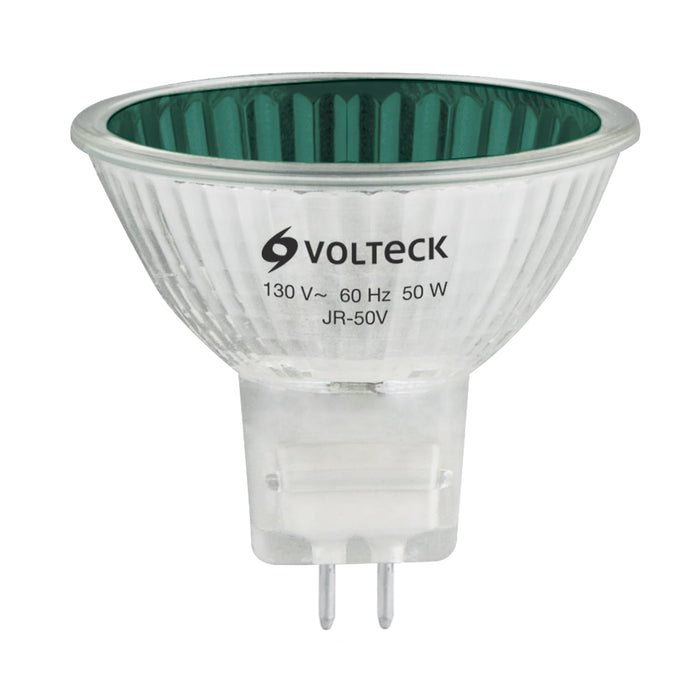 Lámpara de halógeno verde 50 W tipo MR16 en caja, VOLTECK