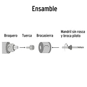 Juego de 4 brocasierras acero al carbono y 1 mandril, PRETUL