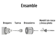 Juego de 7 brocasierras acero al carbono y 1 mandril, PRETUL