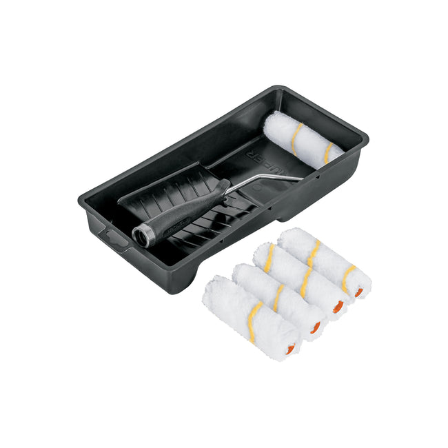 Kit de rodillo para pintar, 4' (maneral, charola y 5 felpas)