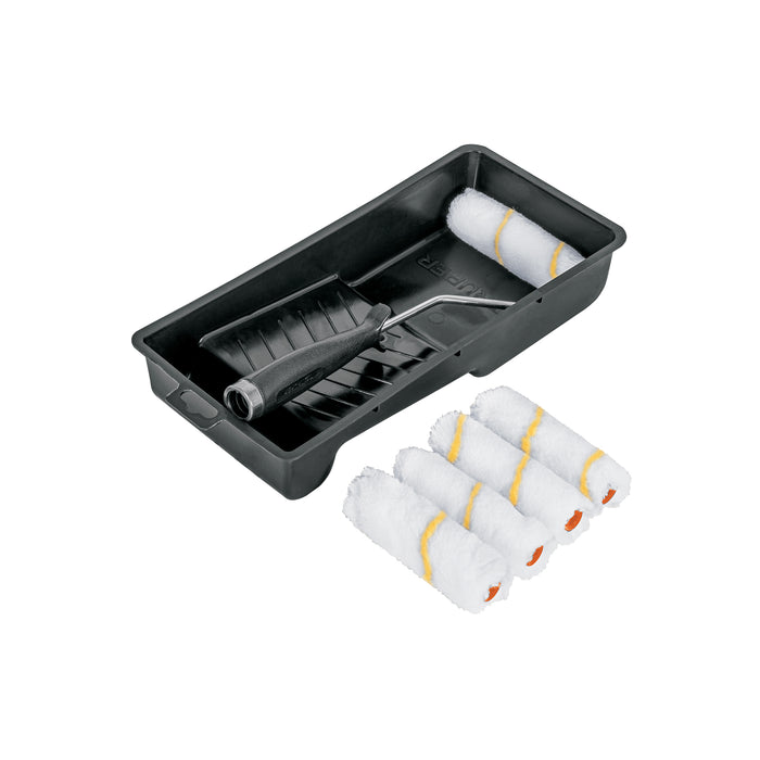 Kit de rodillo para pintar, 4' (maneral, charola y 5 felpas)