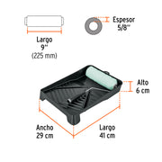 Kit de rodillo para pintar, 9' (maneral, charola y felpa)