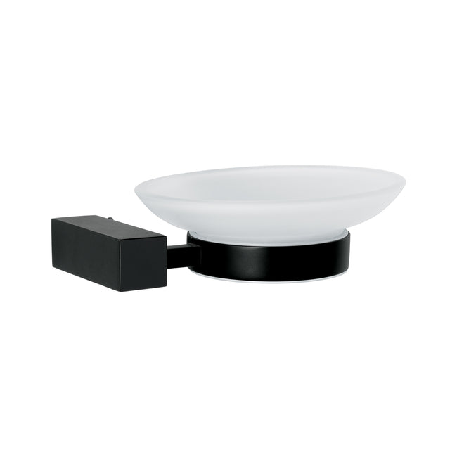 Jabonera con plato de vidrio, negro, FOSET KUBO