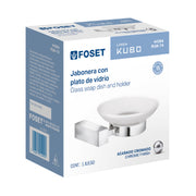 Jabonera con plato de vidrio, cromo, FOSET KUBO