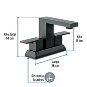 Mezcladora para lavabo 4', negro, FOSET KUBO