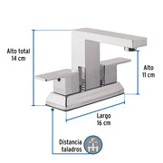 Mezcladora para lavabo 4', cromo, FOSET KUBO