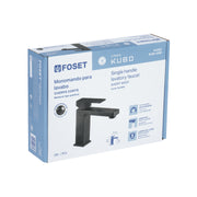Monomando corto para lavabo, negro, FOSET KUBO