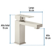 Monomando corto para lavabo, satín, FOSET KUBO
