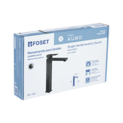 Monomando alto para lavabo, negro, FOSET KUBO
