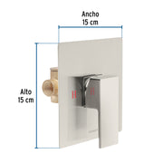 Monomando para regadera sin desviador, satín, FOSET KUBO