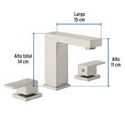 Mezcladora para lavabo taladros separados, satín, FOSET KUBO
