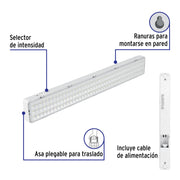 Lámpara de emergencia de 120 Leds 1000 lm recargable VOLTECK