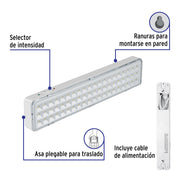 Lámpara de emergencia de 60 Leds 300 lm recargable, VOLTECK