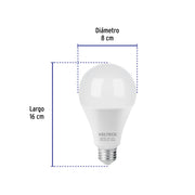 Foco LED 18W (125W) A25, 3000K blanca cálida, 1900 lm, caja